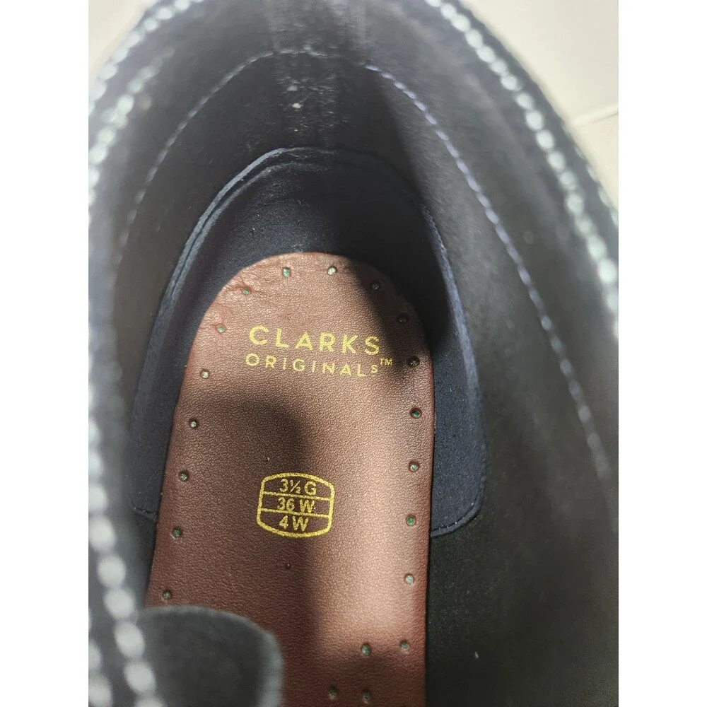 Clarks Originals Blue Marine Wallabee Boots Navy Suede Leather Kids Wide